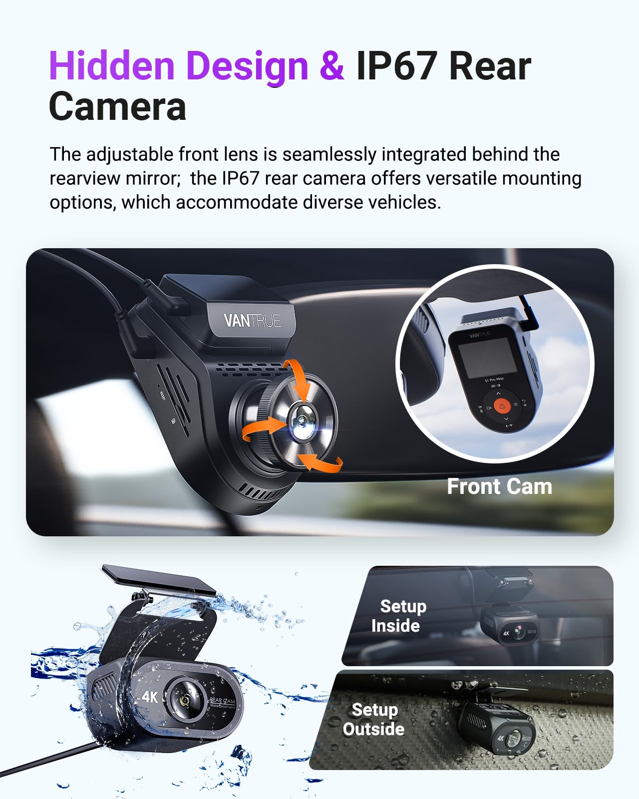 Amazon.com: Vantrue S1 Pro Max 4K+4K Dash Cam, Dual STARVIS 2 Dash